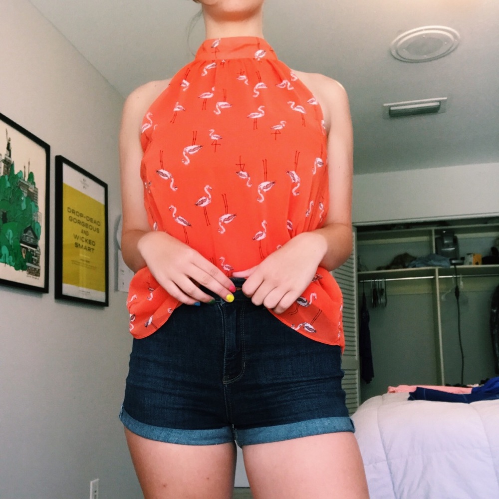 Flamingo print shirt💫